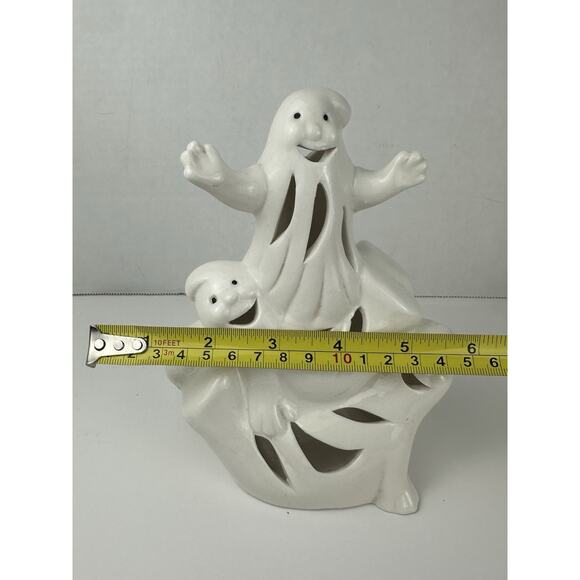Vtg Ceramic GHOSTS Halloween Candle Holder Figurine Retro Holiday decoration - Picture 5 of 5